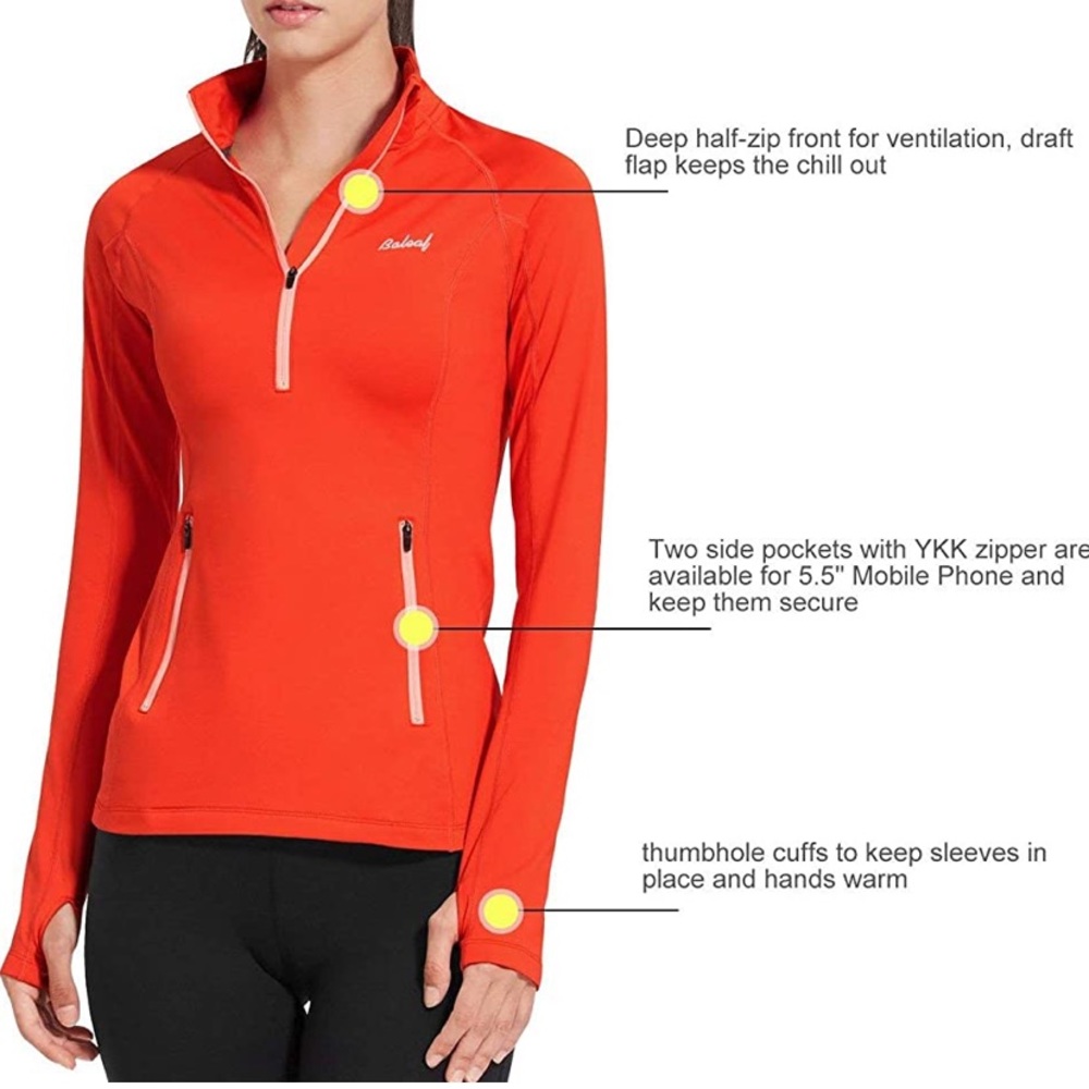 Half Zip Thumbholes Long Sleeve Running Pullover